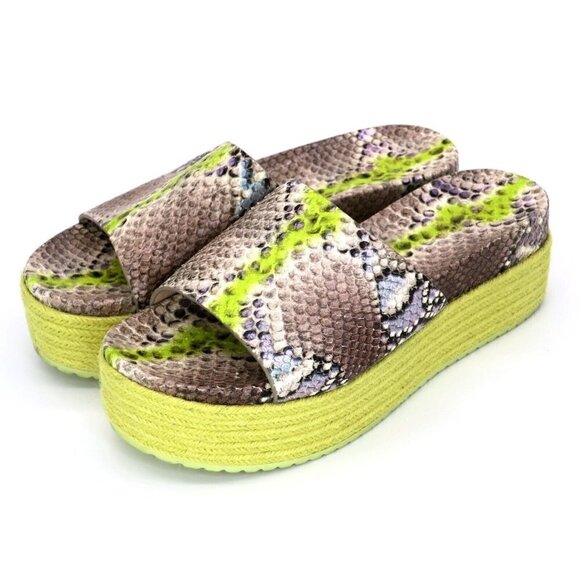 kate spade Zia Espadrille Platform Sandals Snake Print Leather Slides Women's 9B - Picture 1 of 7